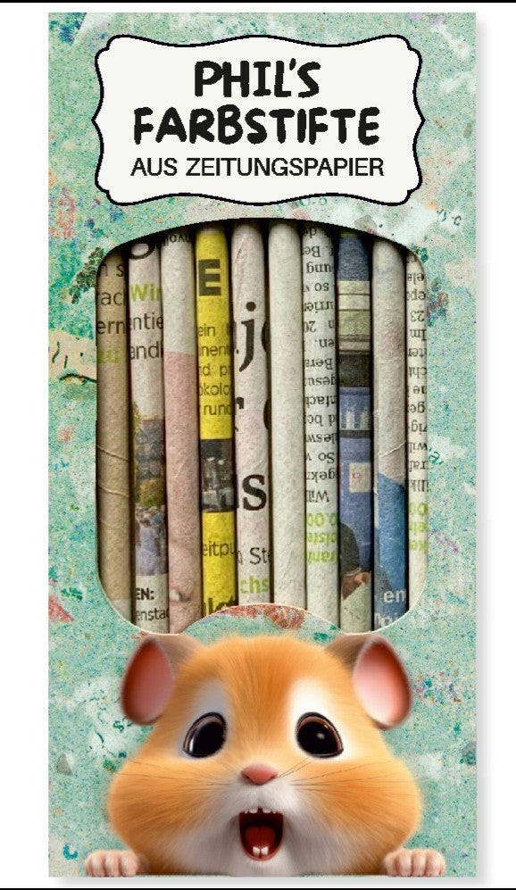 phil_Zeitungspapier Farbstifte im 12-er Set